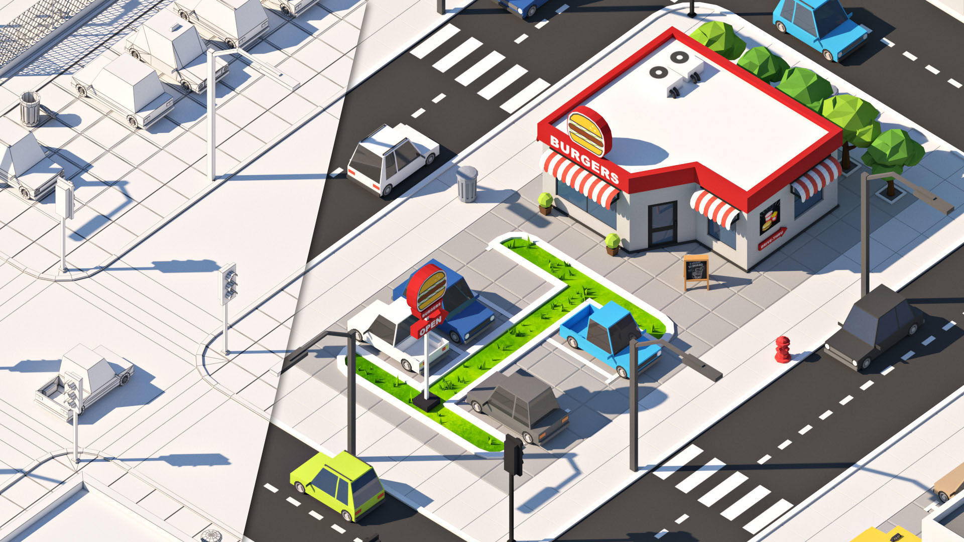 Cartoon Low Poly City Pack V2 Low-poly 3D model_19