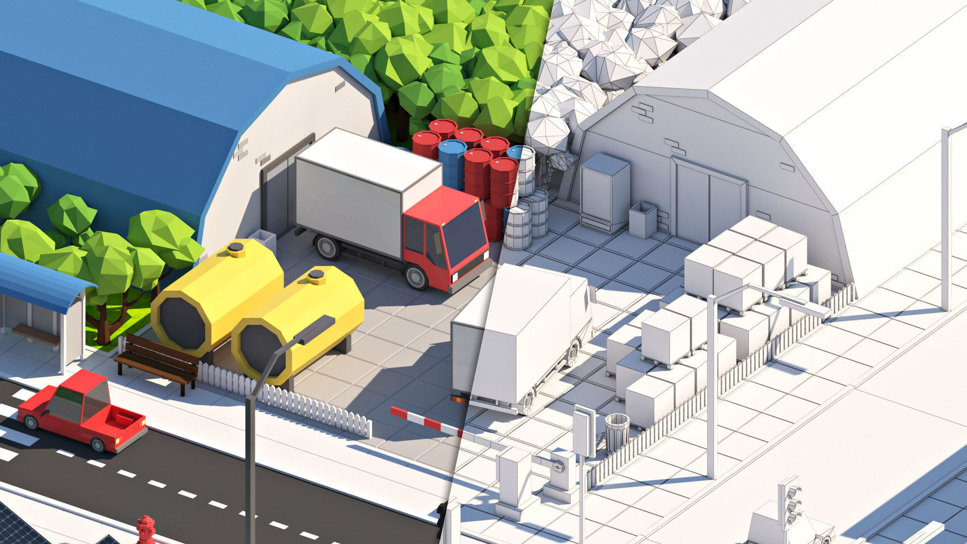 Cartoon Low Poly City Pack V2 Low-poly 3D model_18