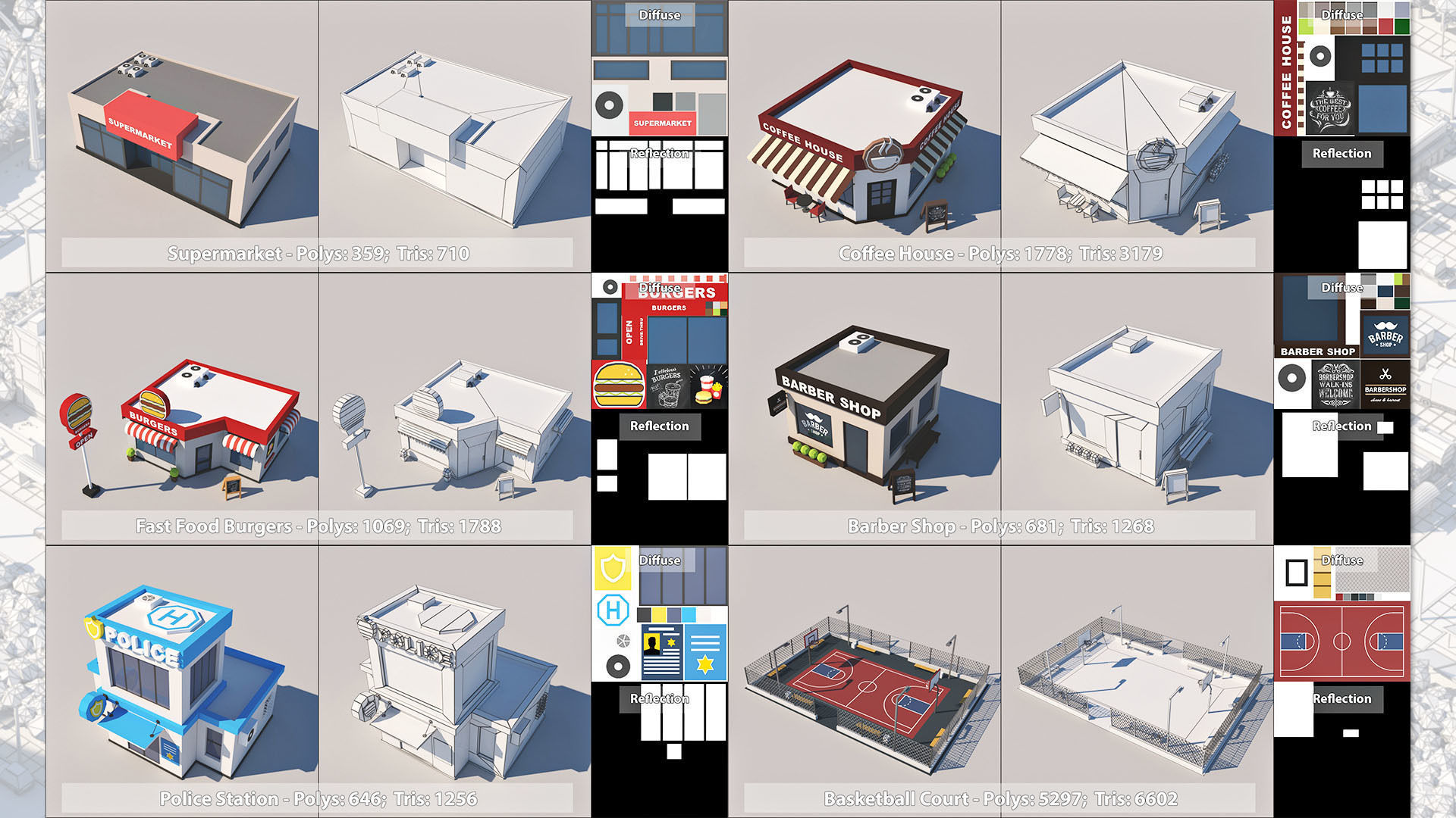Cartoon Low Poly City Pack V2 Low-poly 3D model_36