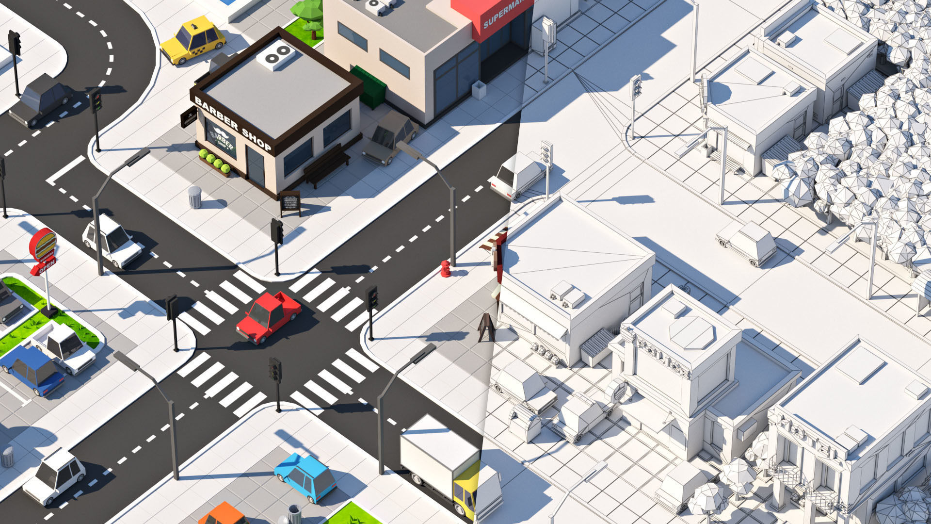 Cartoon Low Poly City Pack V2 Low-poly 3D model_22