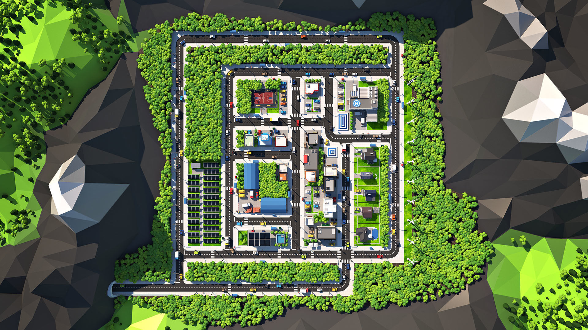 Cartoon Low Poly City Pack V2 Low-poly 3D model_3