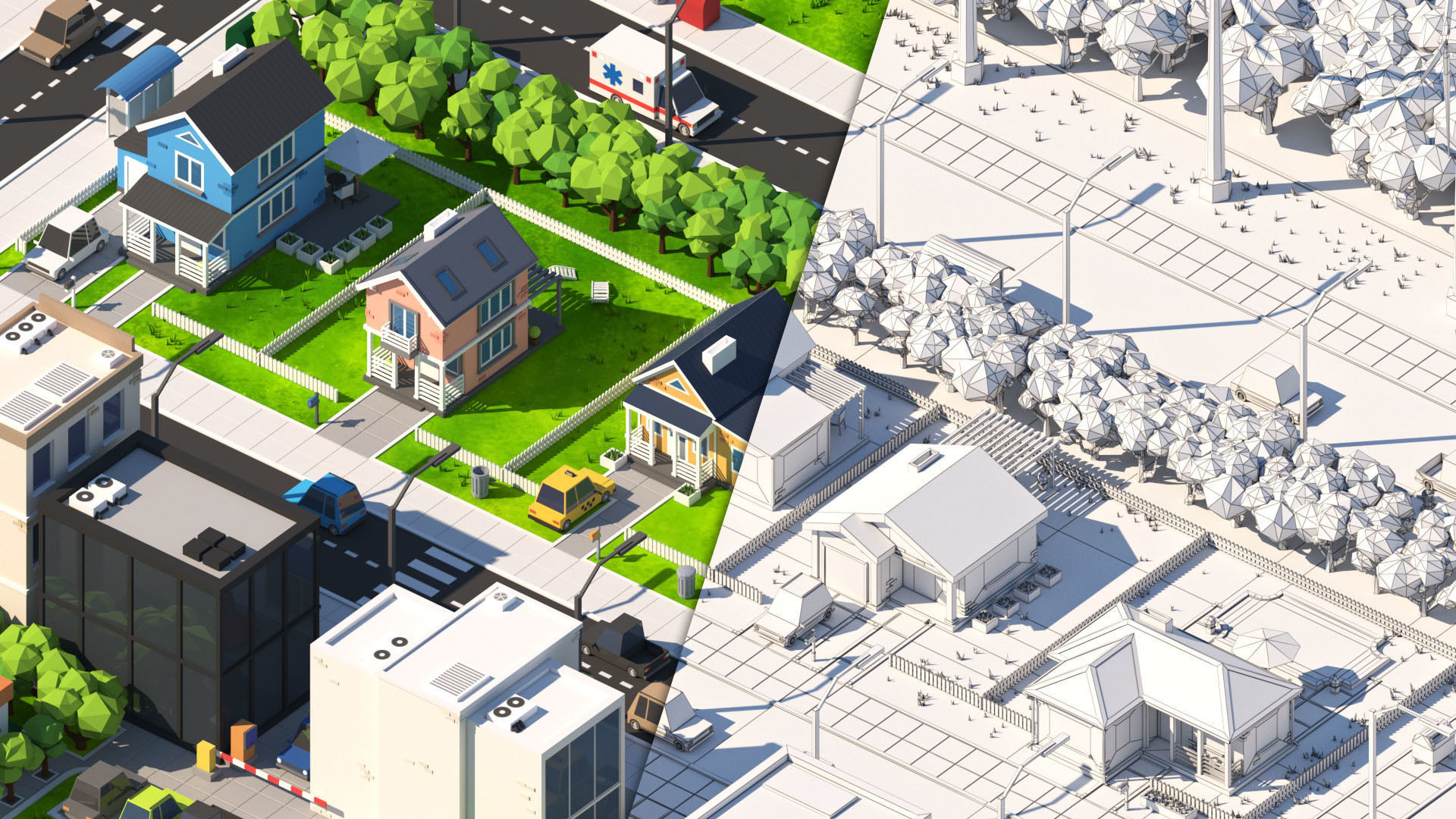 Cartoon Low Poly City Pack V2 Low-poly 3D model_20