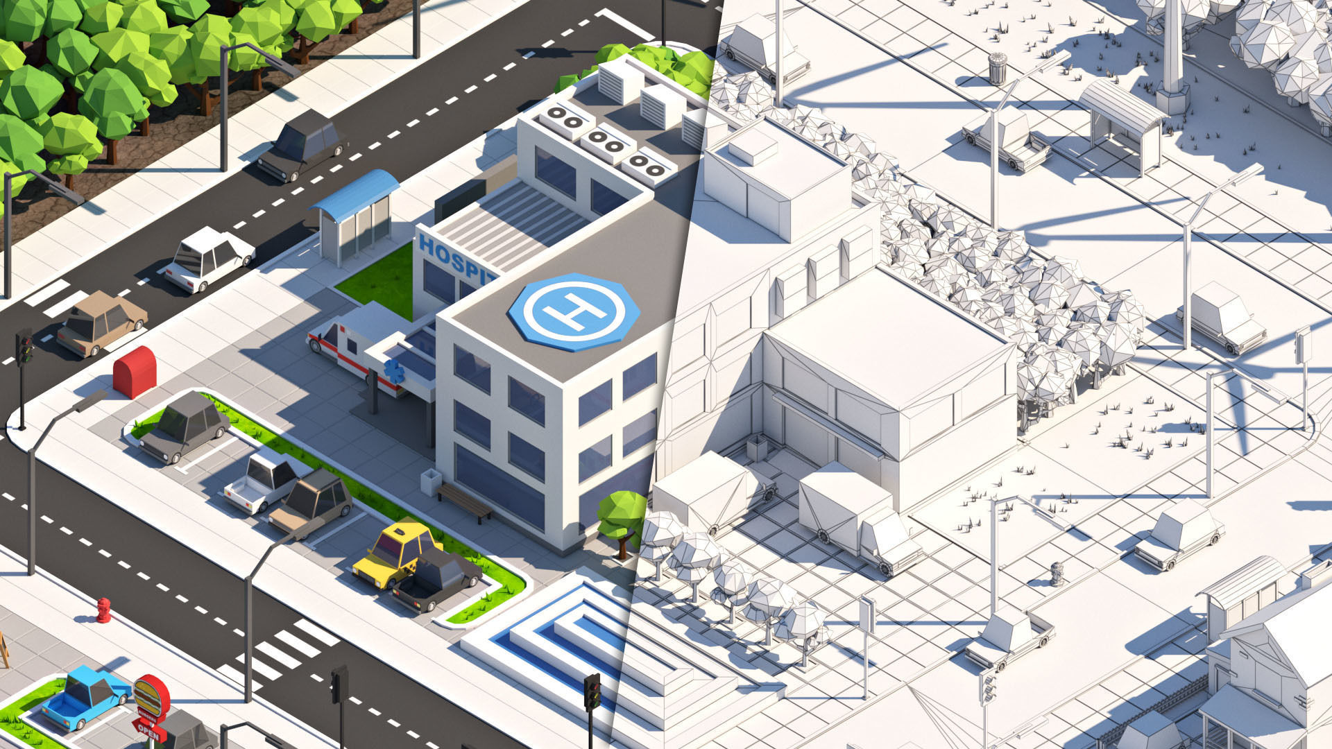 Cartoon Low Poly City Pack V2 Low-poly 3D model_21