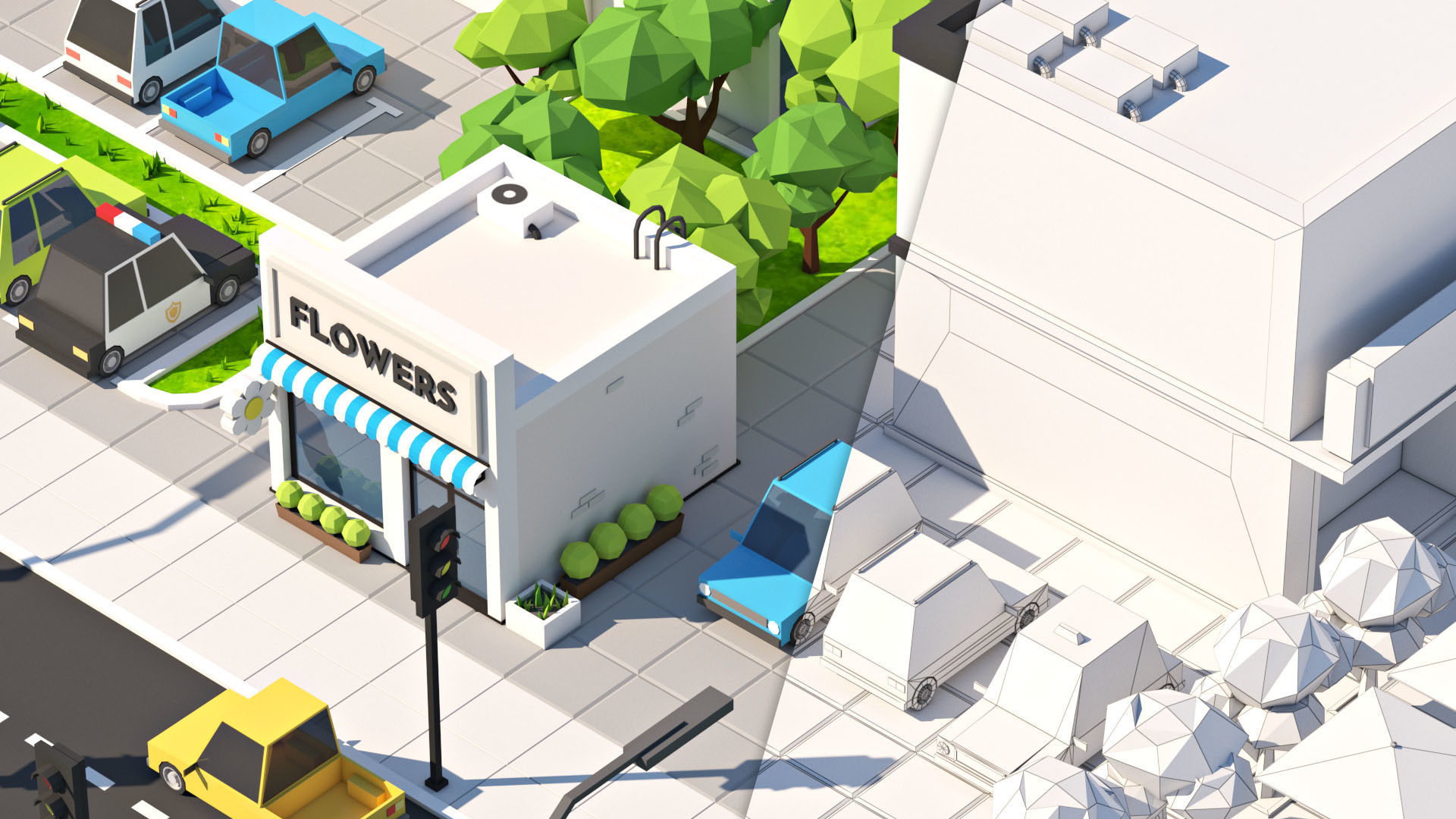 Cartoon Low Poly City Pack V2 Low-poly 3D model_16