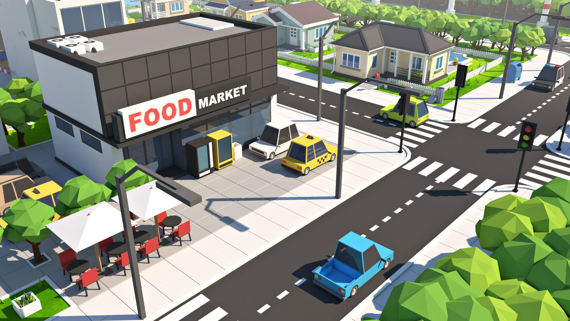 Cartoon Low Poly City Pack V2 Low-poly 3D model_8
