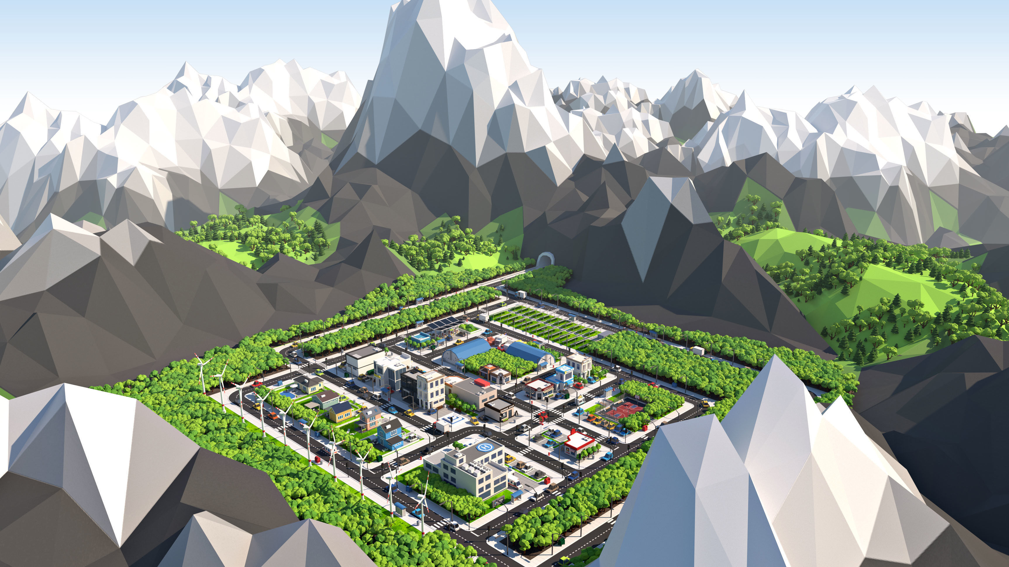 Cartoon Low Poly City Pack V2 Low-poly 3D model_7