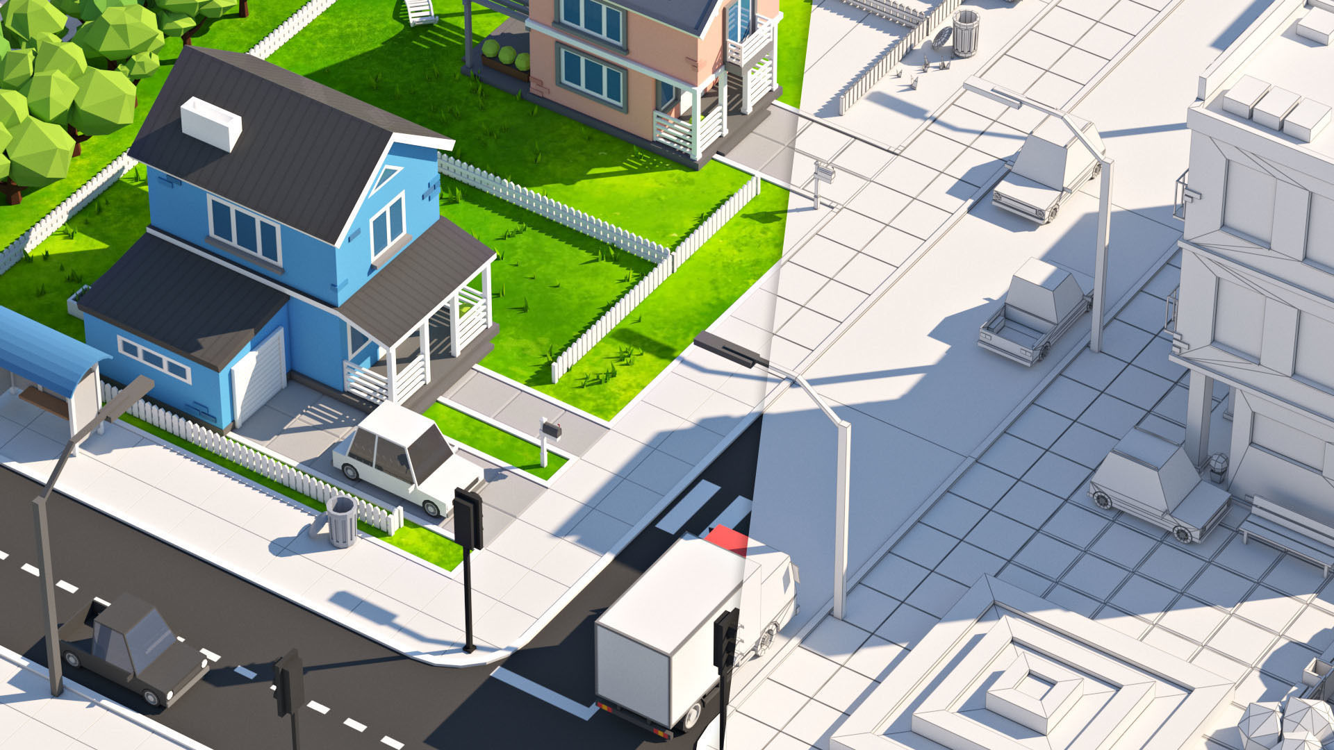 Cartoon Low Poly City Pack V2 Low-poly 3D model_17