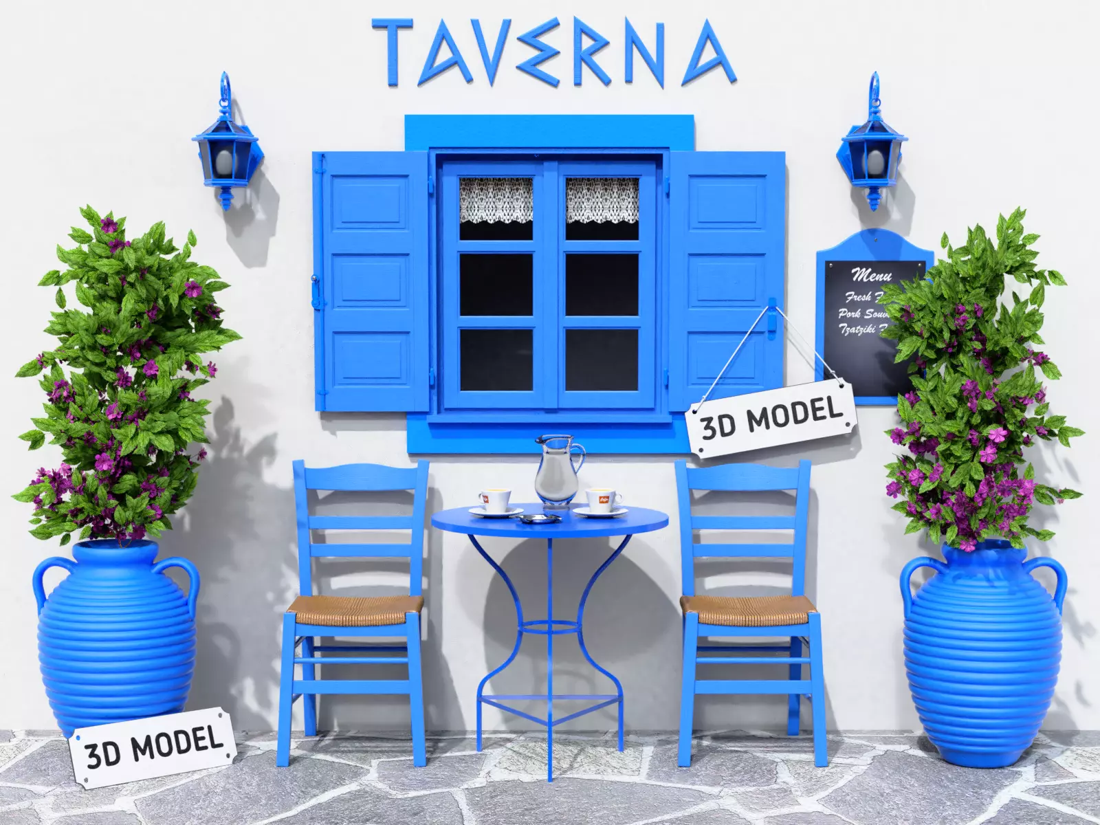 Greek Taverna Terrace 3D model