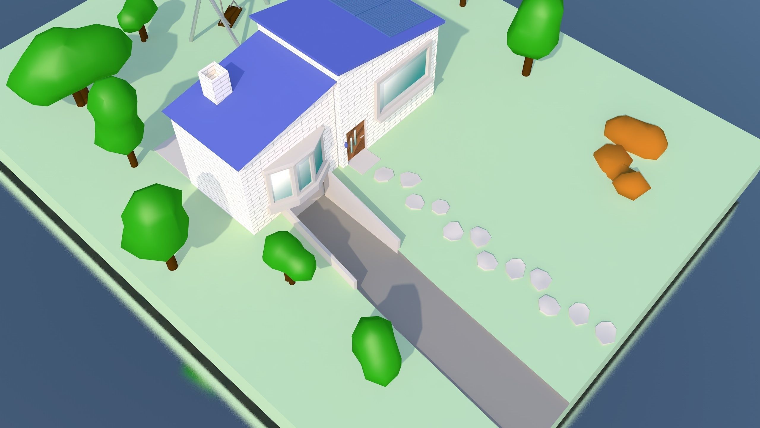 Cartoon House Low-poly 3D model_1