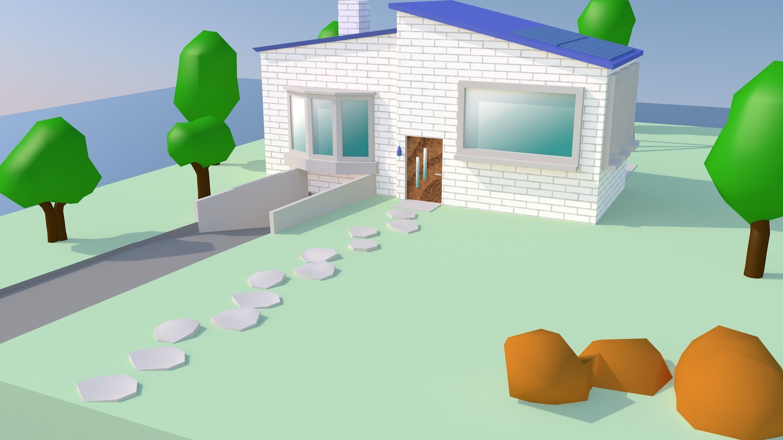 Cartoon House Low-poly 3D model_3