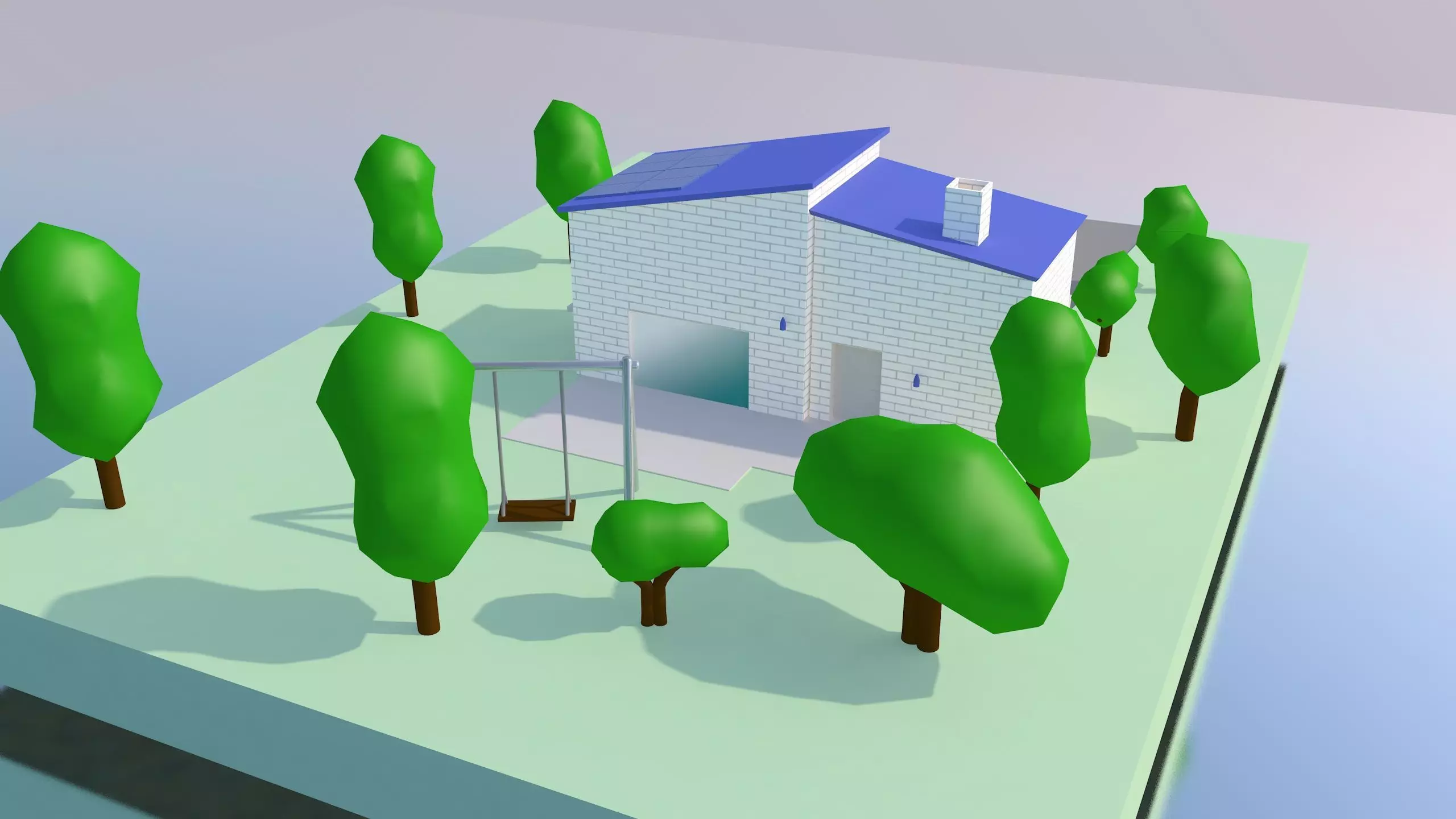 Cartoon House Low-poly 3D model_0
