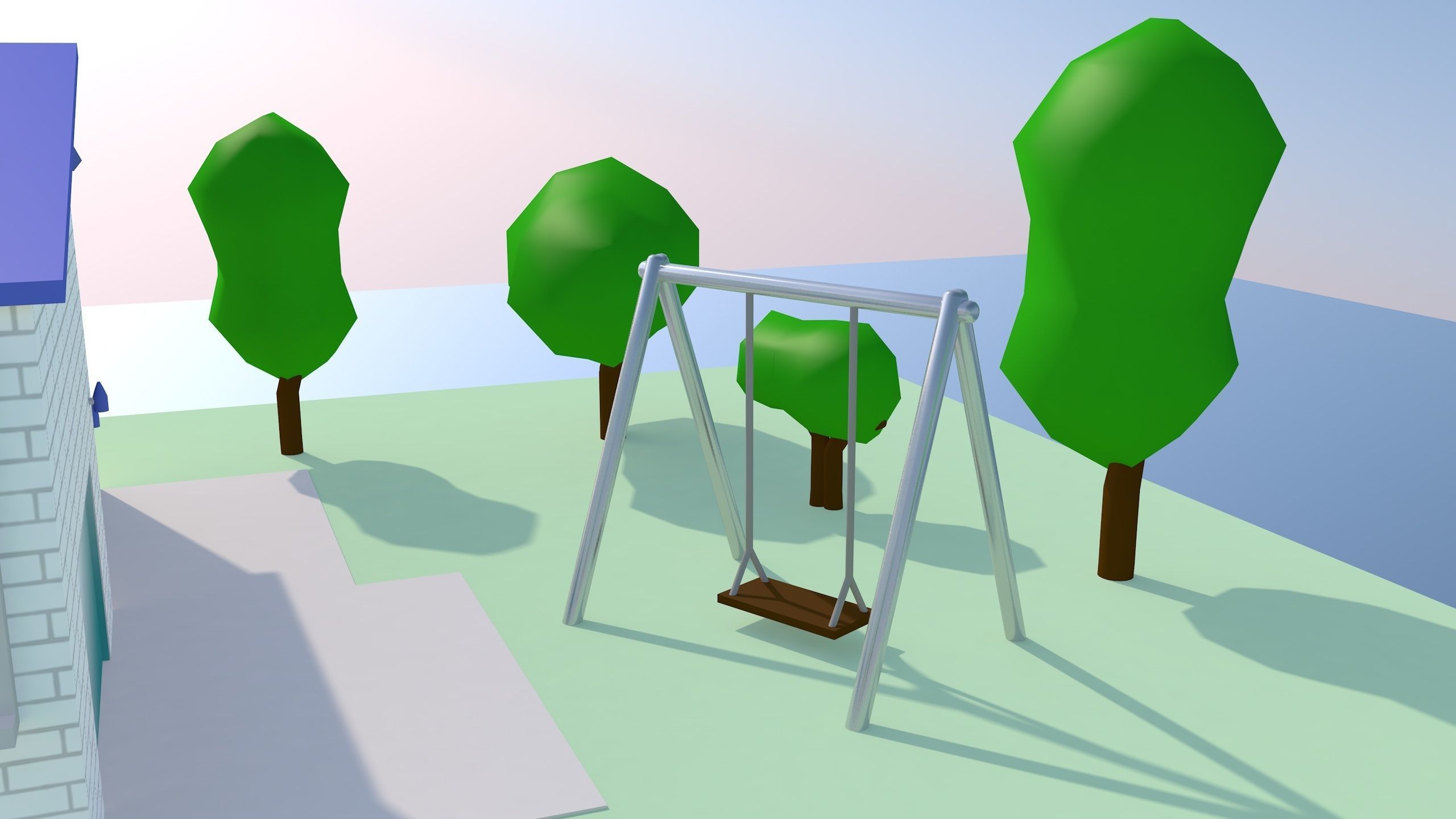 Cartoon House Low-poly 3D model_4