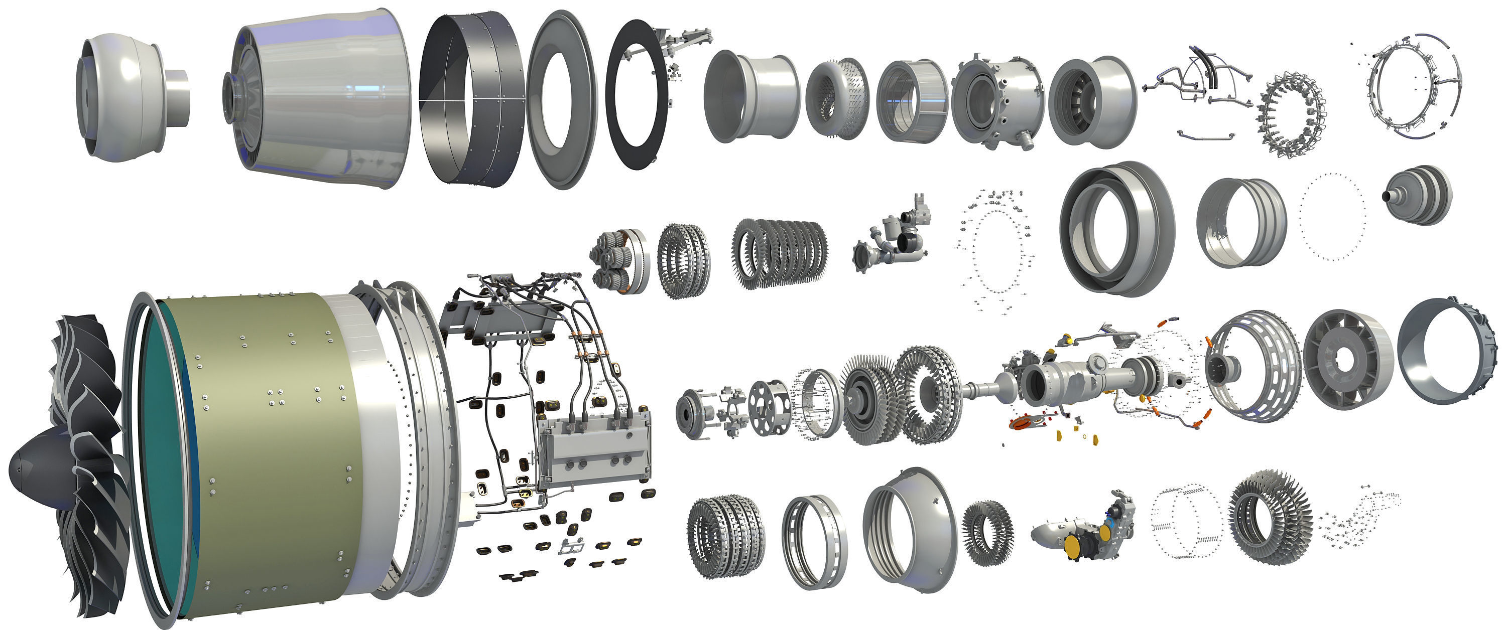 PW GTF Geared Turbofan Engine 3D model_12