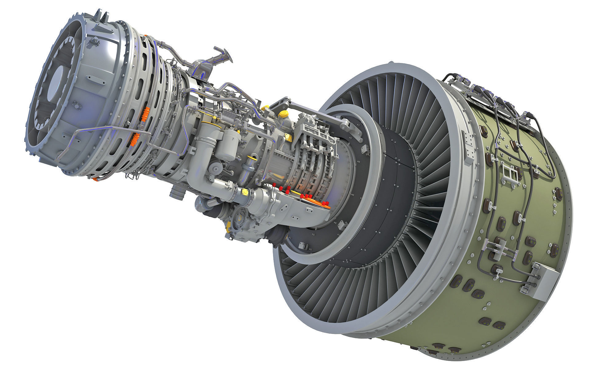 PW GTF Geared Turbofan Engine 3D model_11