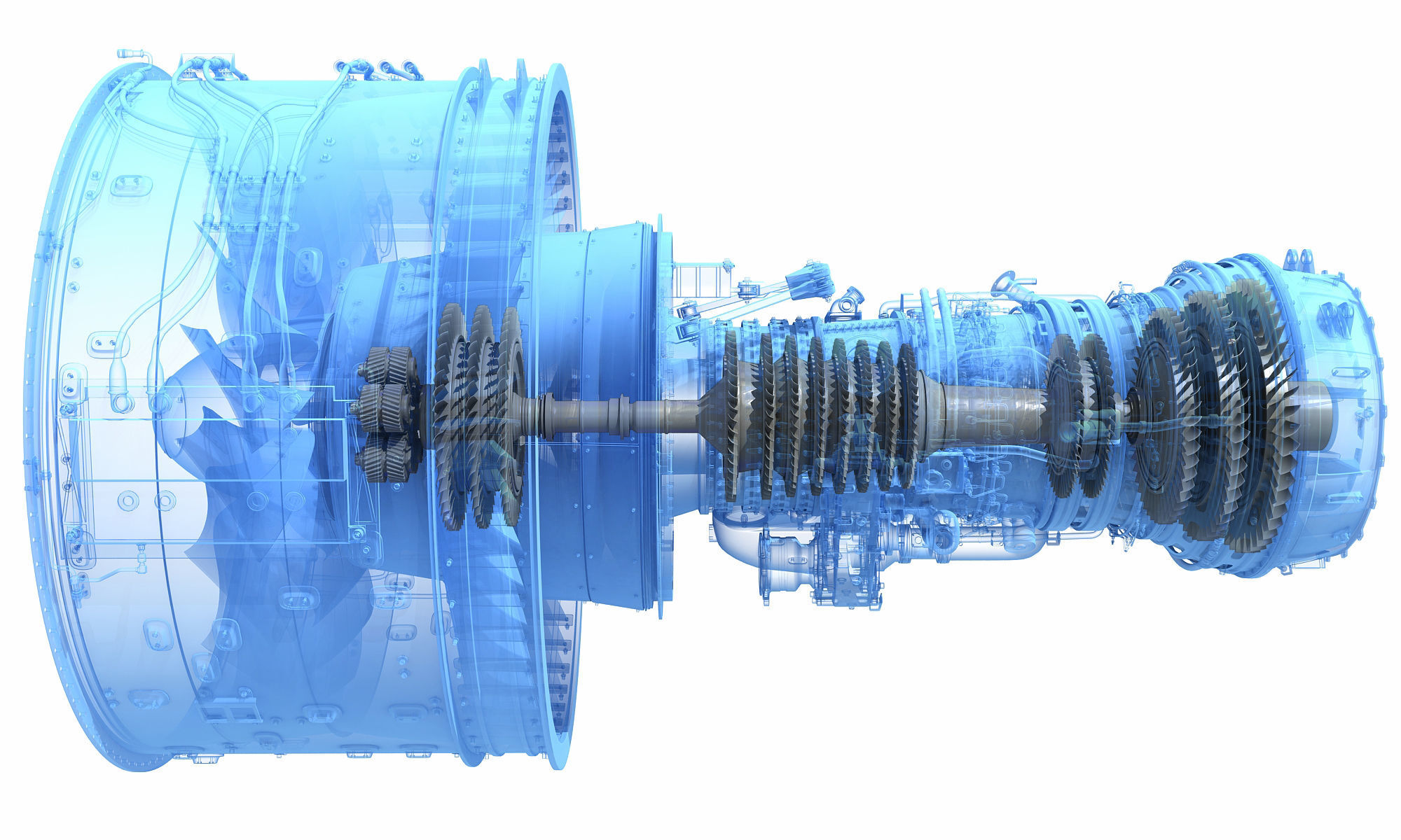 PW GTF Geared Turbofan Engine 3D model_4