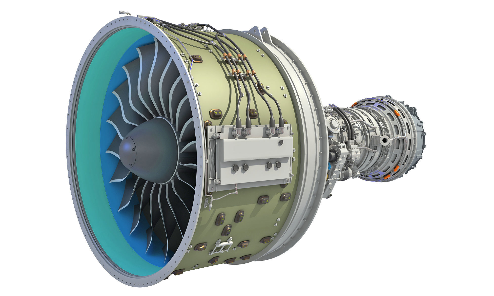 PW GTF Geared Turbofan Engine 3D model_2