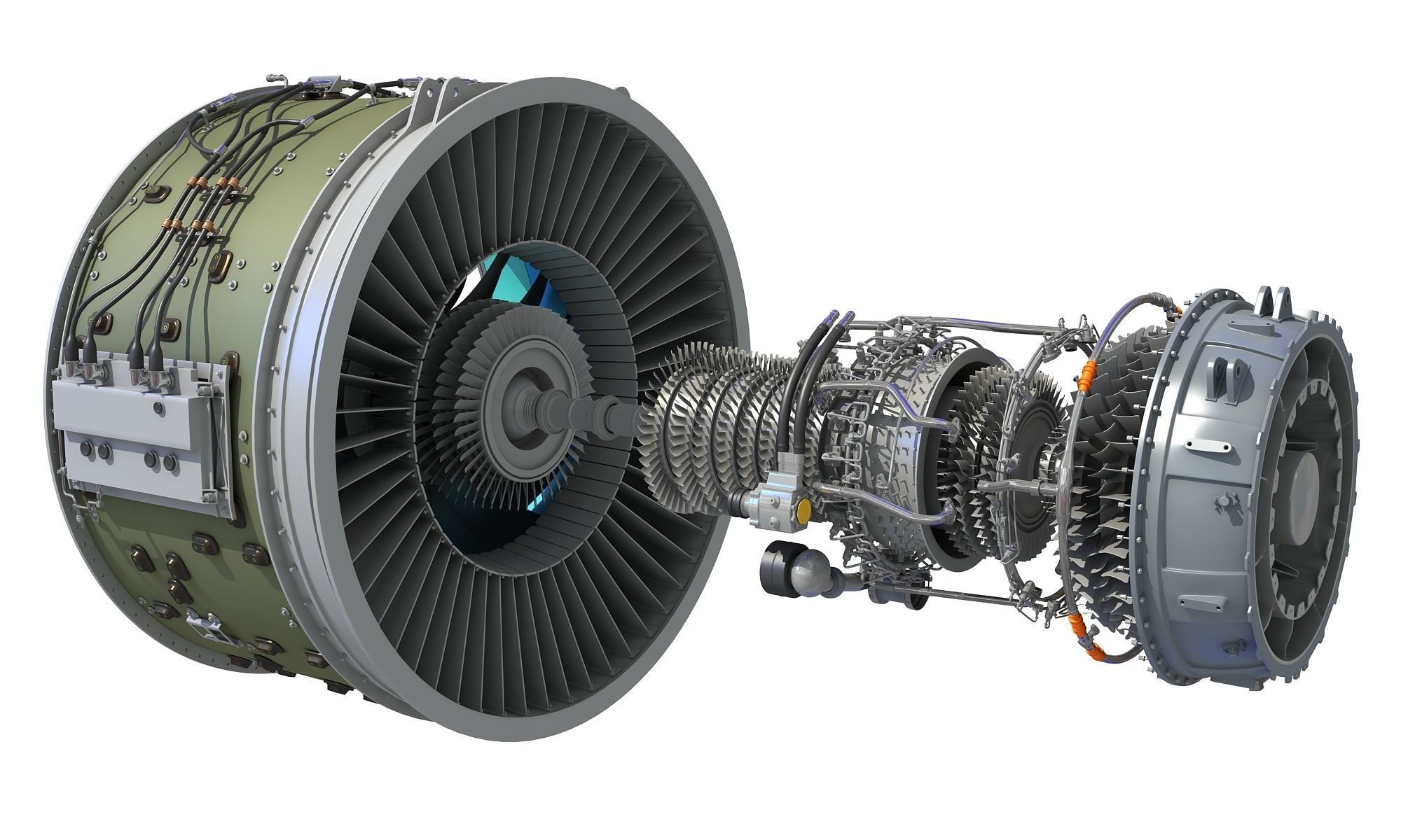 PW GTF Geared Turbofan Engine 3D model_3