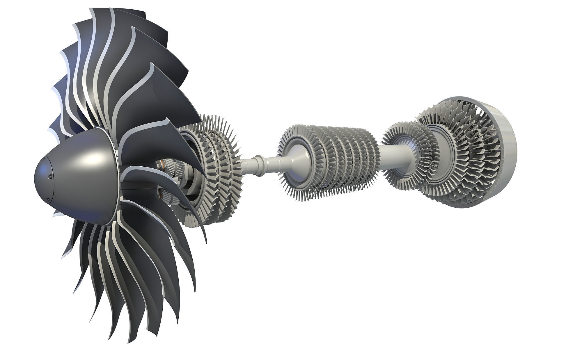 PW GTF Geared Turbofan Engine 3D model_19