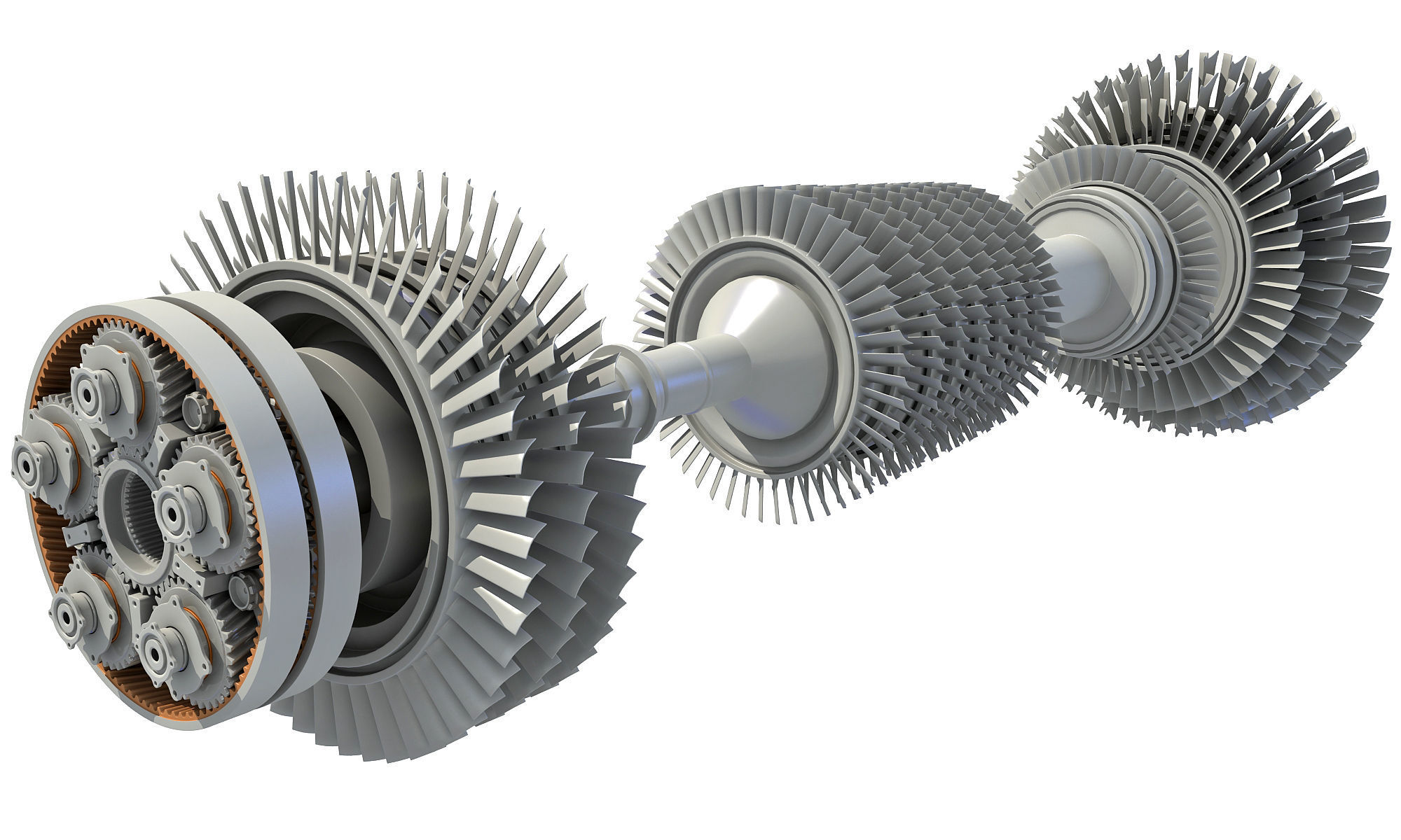 PW GTF Geared Turbofan Engine 3D model_6