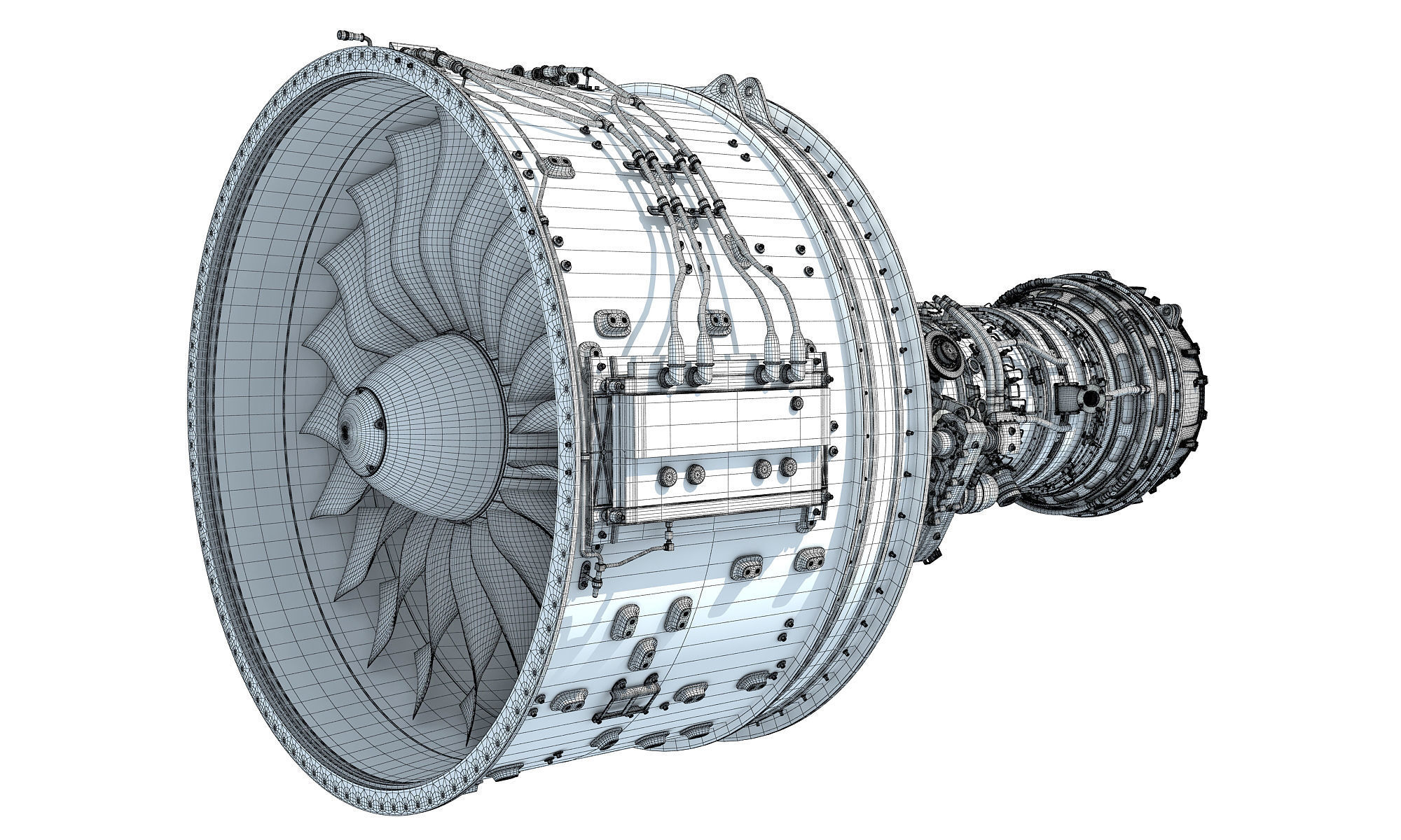 PW GTF Geared Turbofan Engine 3D model_20