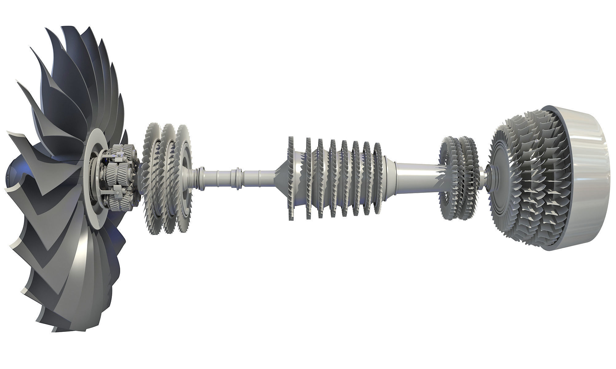 PW GTF Geared Turbofan Engine 3D model_17