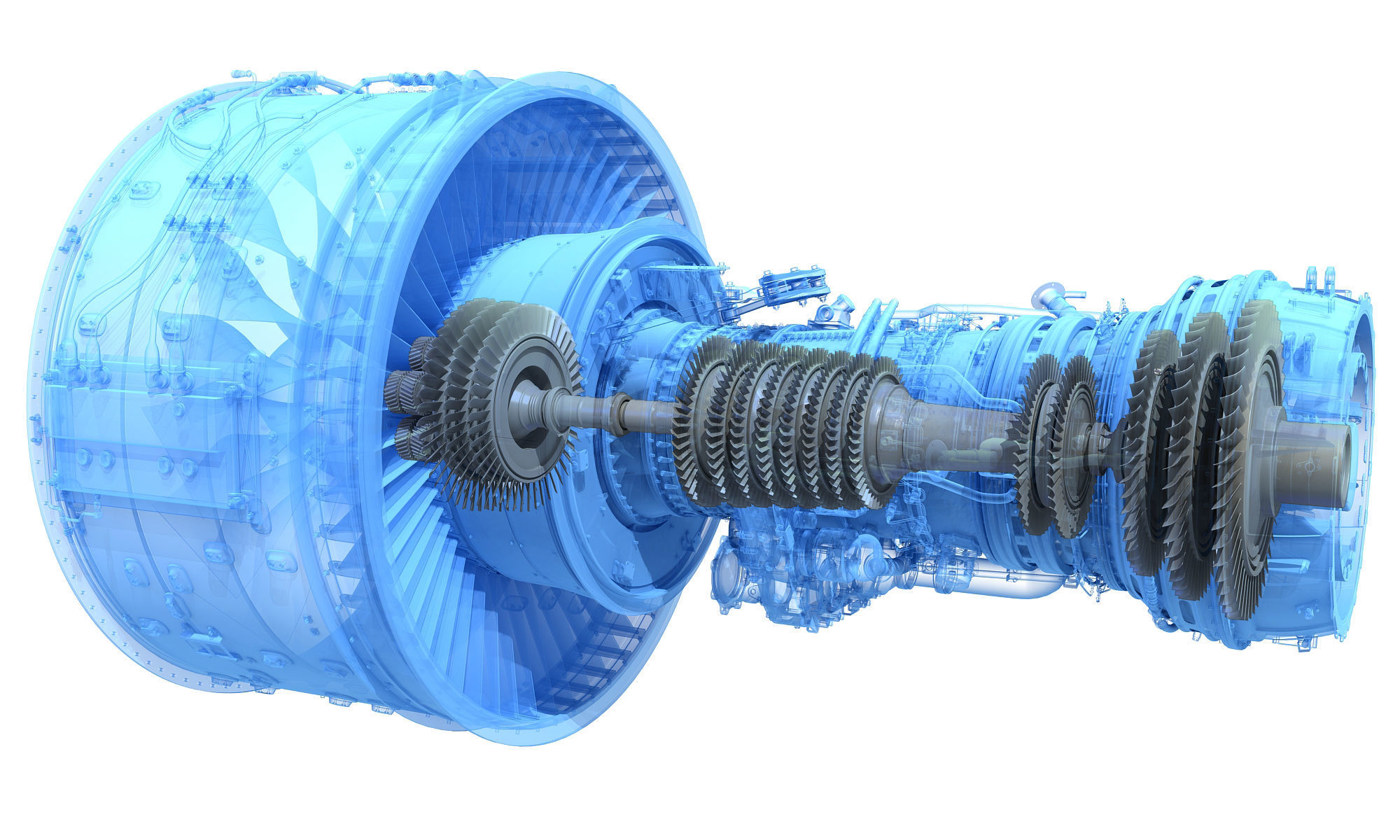 PW GTF Geared Turbofan Engine 3D model_1