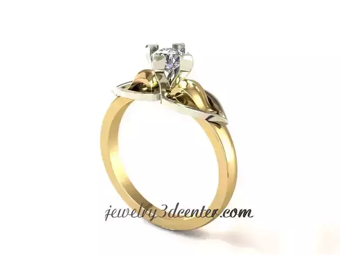 RingRW17 gold engagement ring with diamond in center