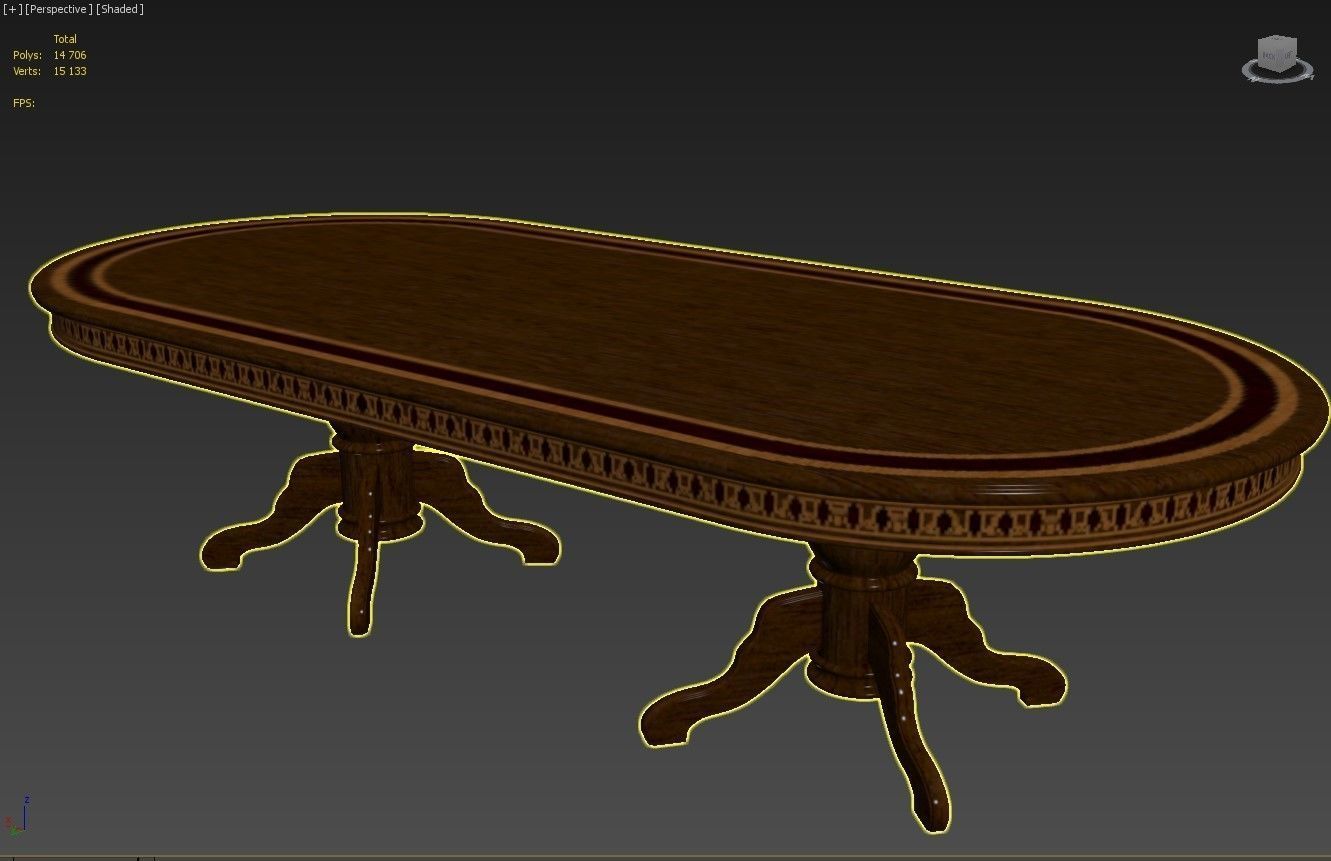 Wooden table with veneers 3000 3D model_11