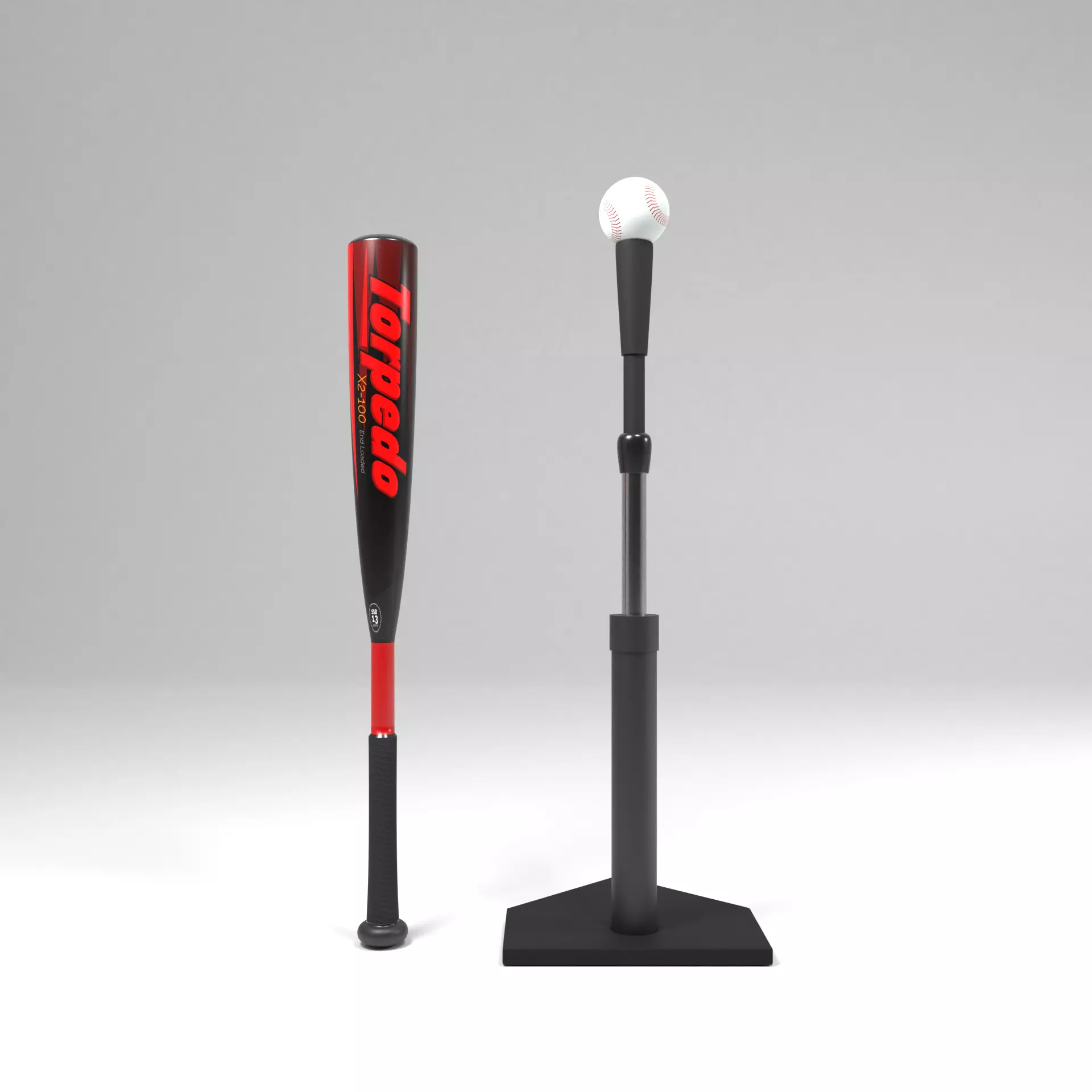 Baseball Sports Pack with Bat Tee and Ball 3D model