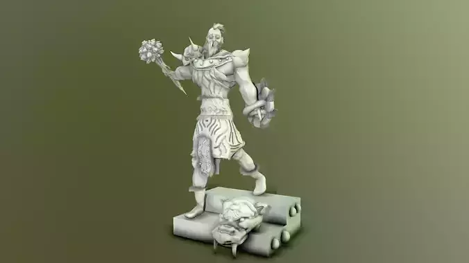 Gladiator statue of woman holding sword 3D model