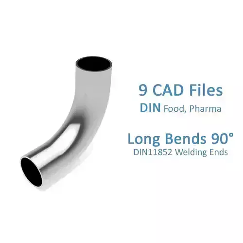 Hygienic Bends 90 Degrees - DIN11852 Welding Ends Free 3D model