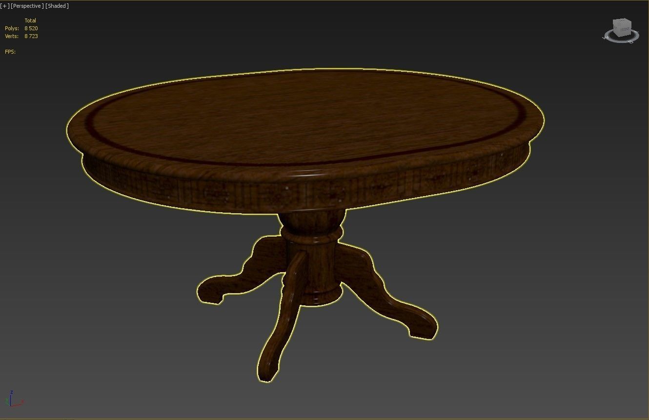 Wooden table with carvings 1500 3D model_12