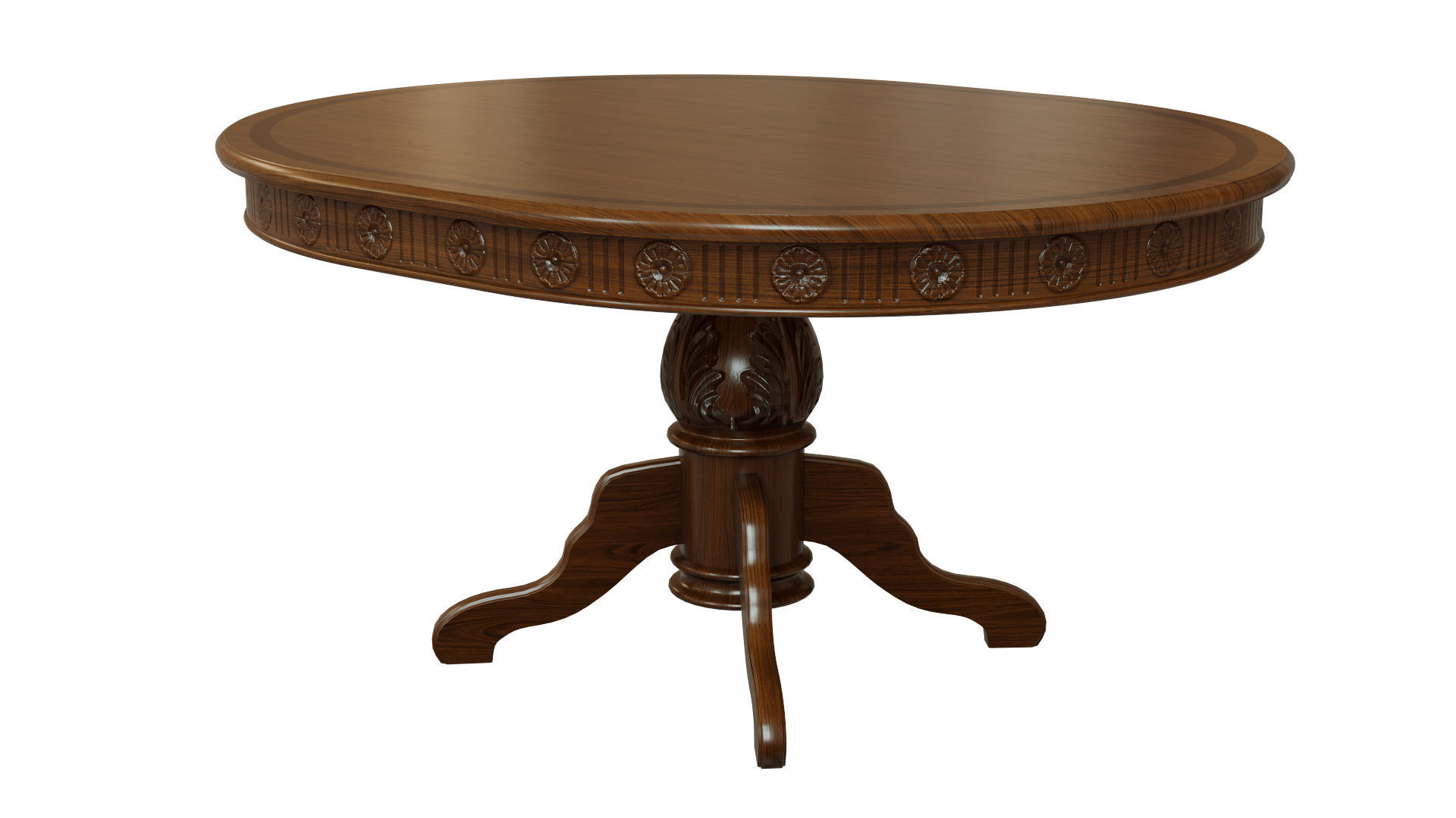 Wooden table with carvings 1500 3D model_2