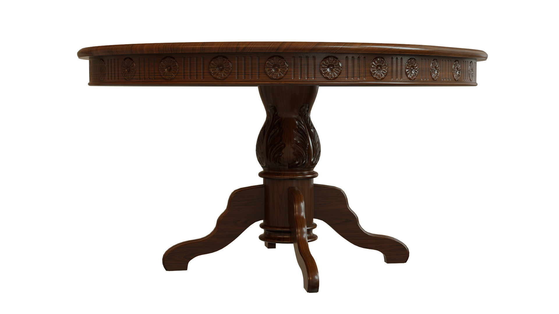 Wooden table with carvings 1500 3D model_3
