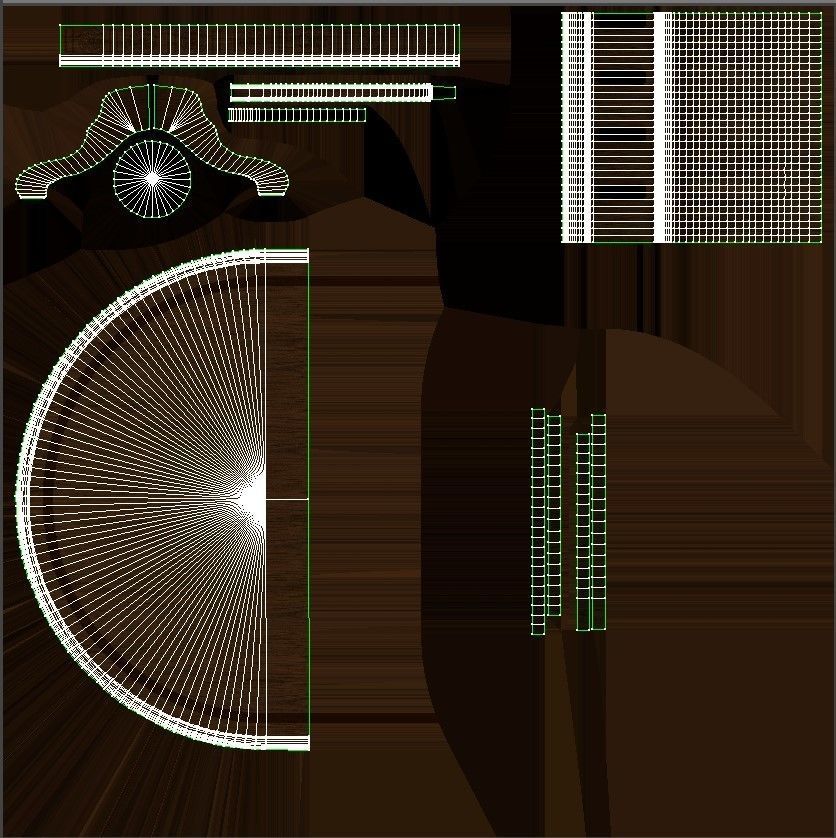 Wooden table with carvings 1500 3D model_13