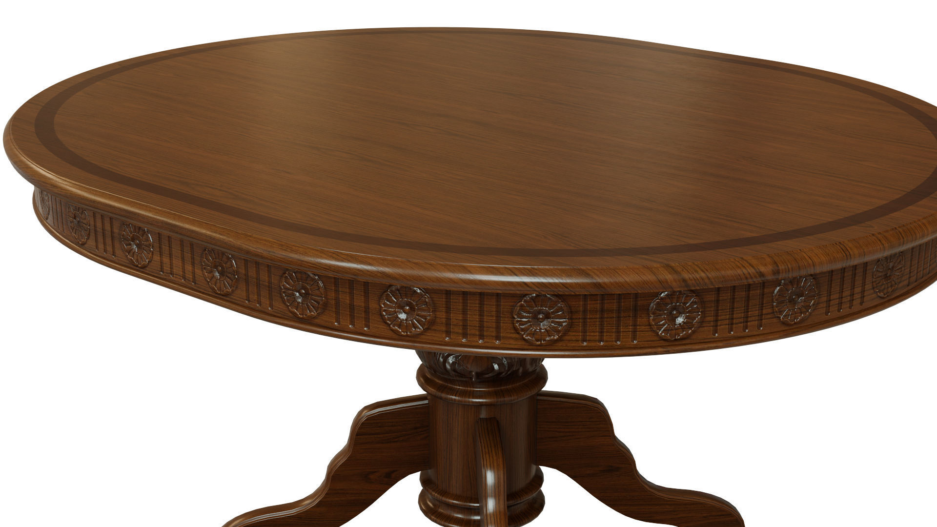 Wooden table with carvings 1500 3D model_1