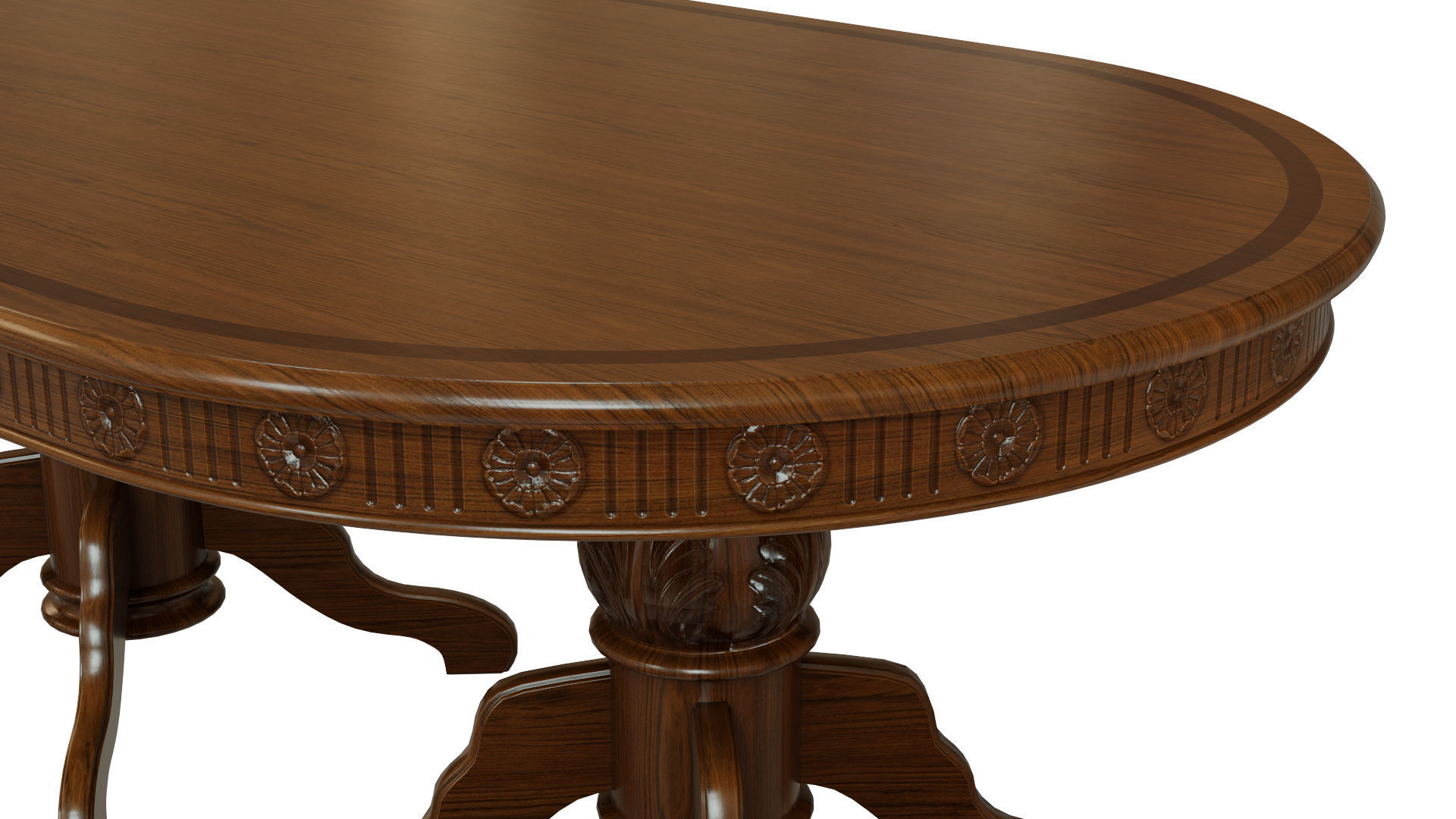 Wooden table with carvings 2000 3D model_1