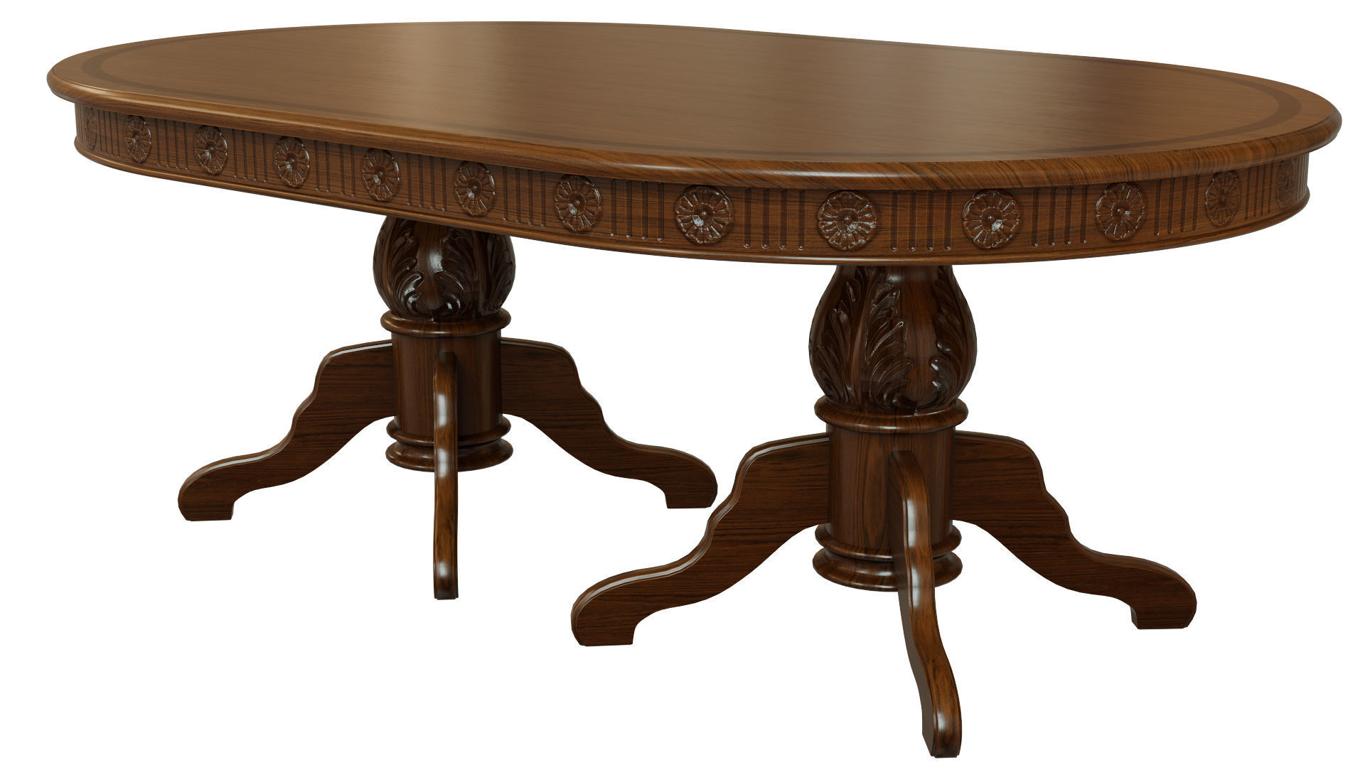 Wooden table with carvings 2000 3D model_2