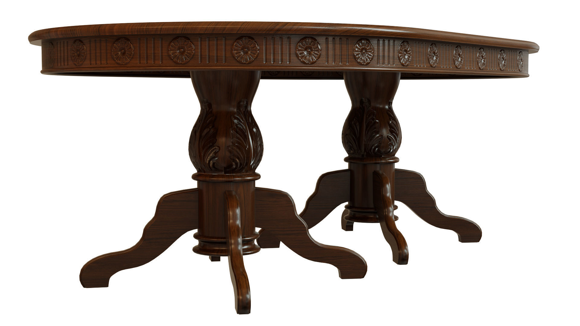Wooden table with carvings 2000 3D model_4