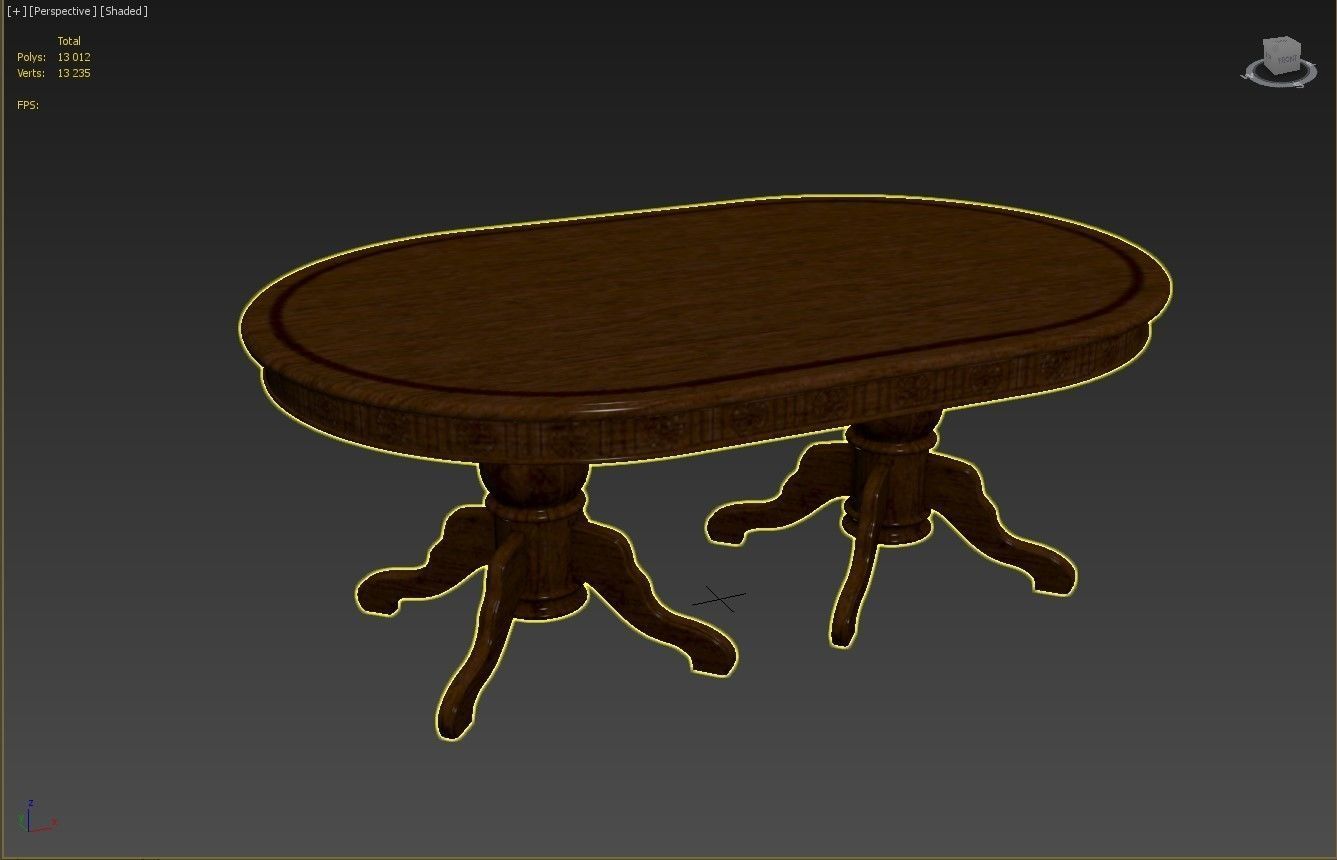 Wooden table with carvings 2000 3D model_12