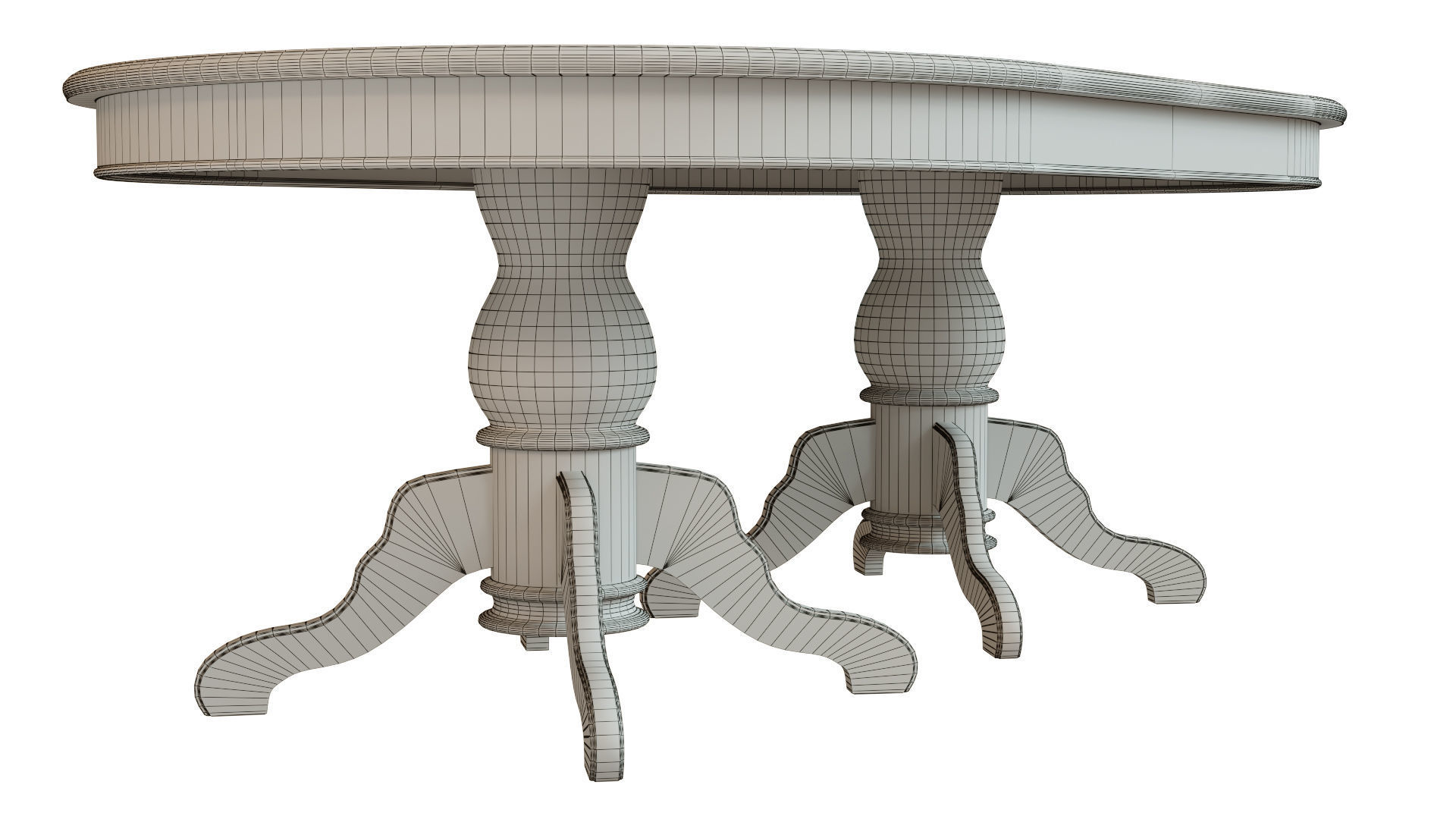 Wooden table with carvings 2000 3D model_7