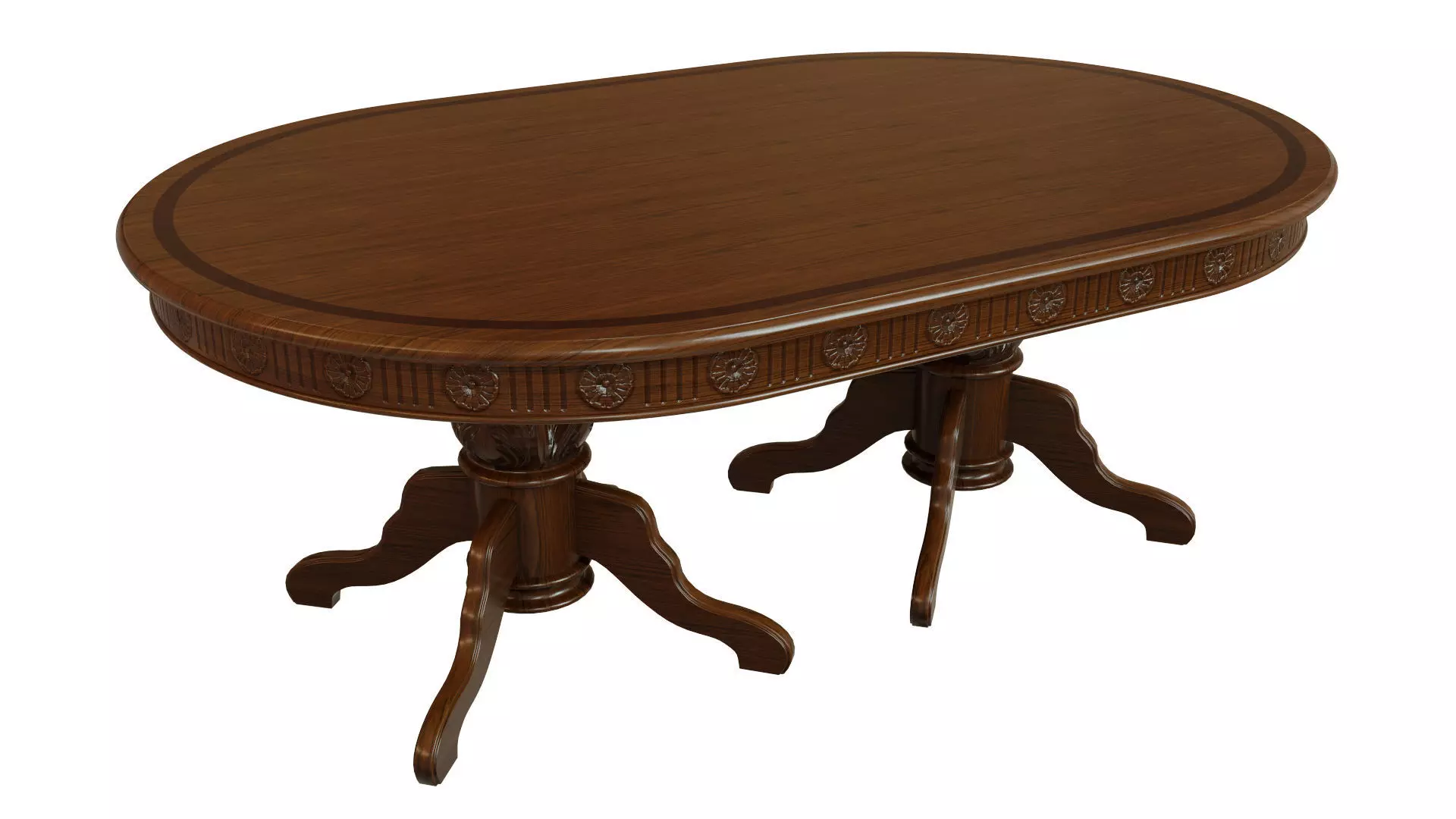 Wooden table with carvings 2000 3D model_0