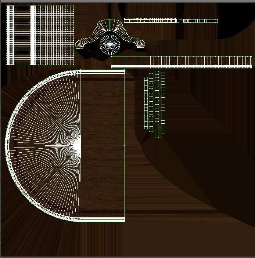 Wooden table with carvings 2000 3D model_13