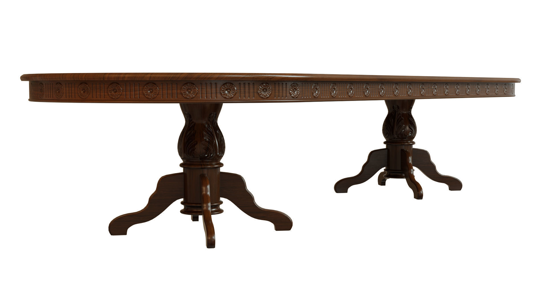 Wooden table with carvings 3500 3D model_4