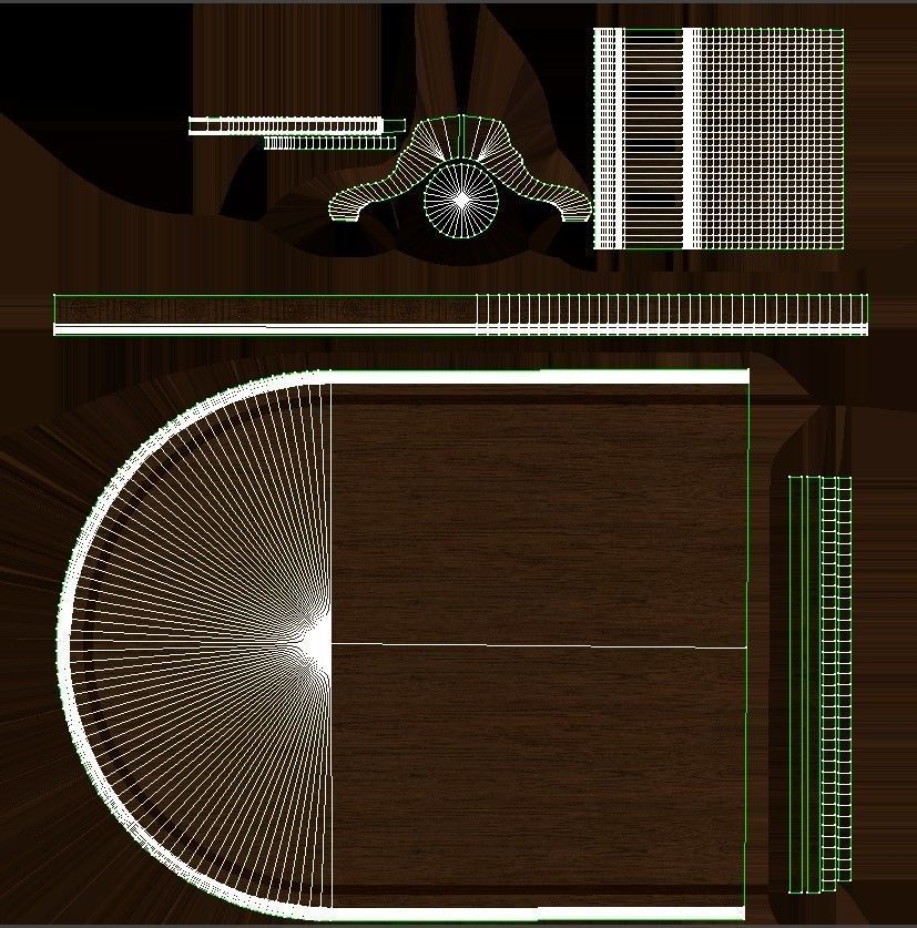 Wooden table with carvings 3500 3D model_13