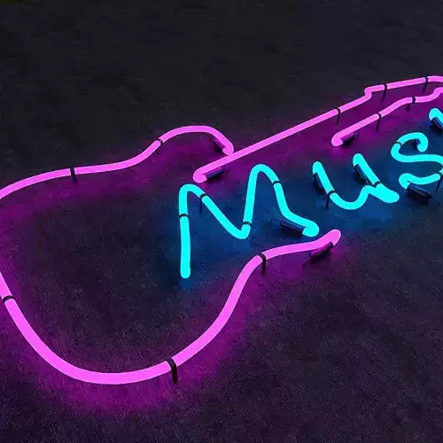 Music Neon Sign Low-poly 3D model