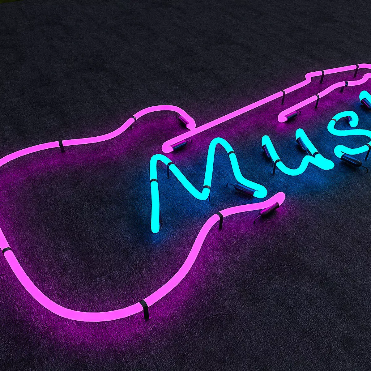 Music Neon Sign Low-poly 3D model