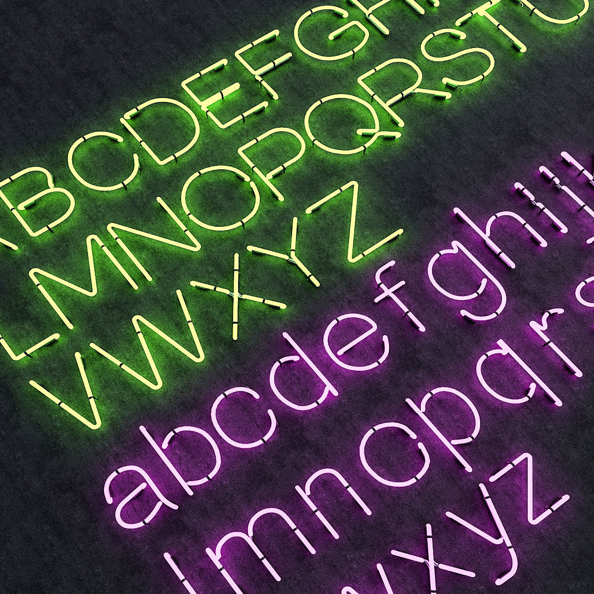 Neon Alphabet Low-poly 3D model_1