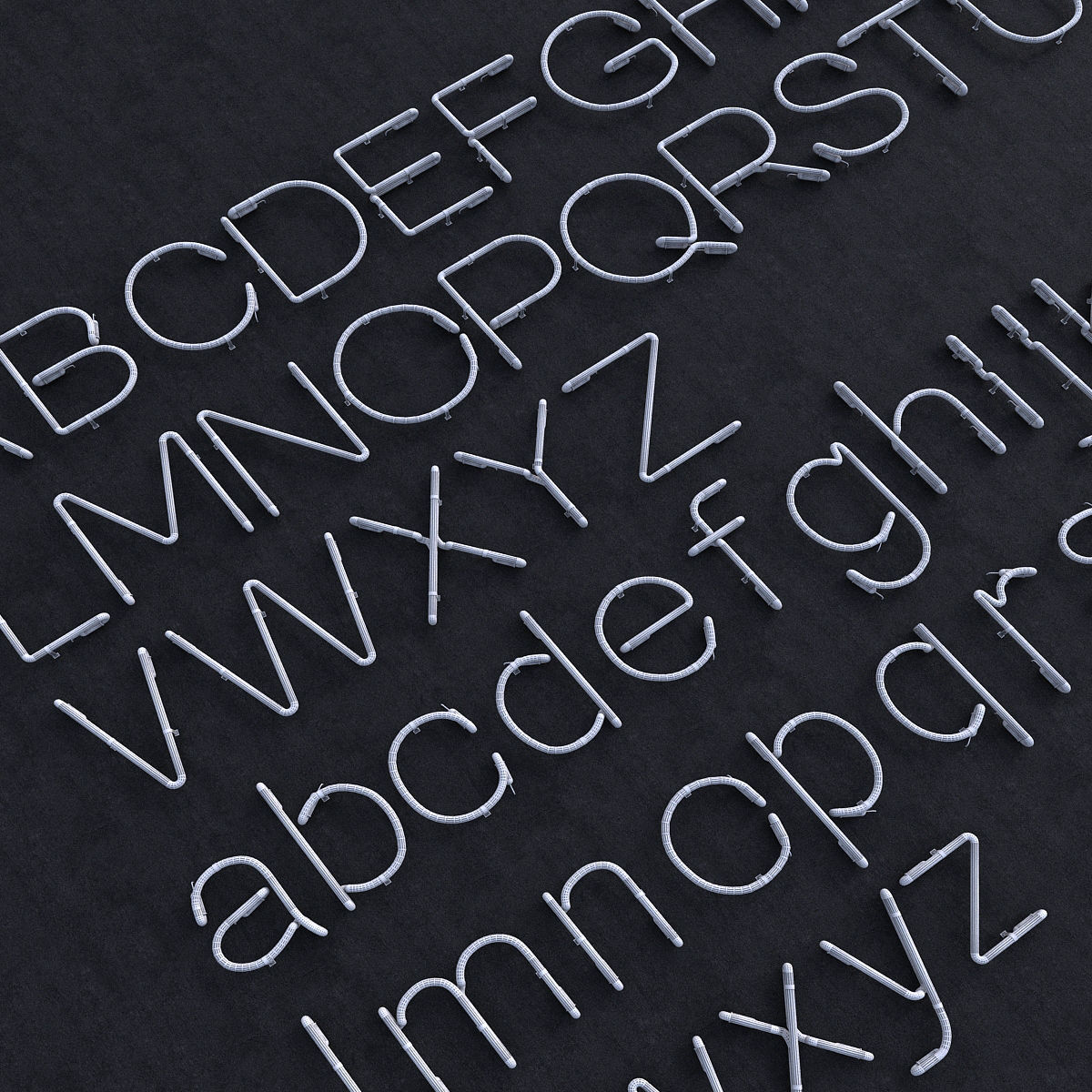 Neon Alphabet Low-poly 3D model_6