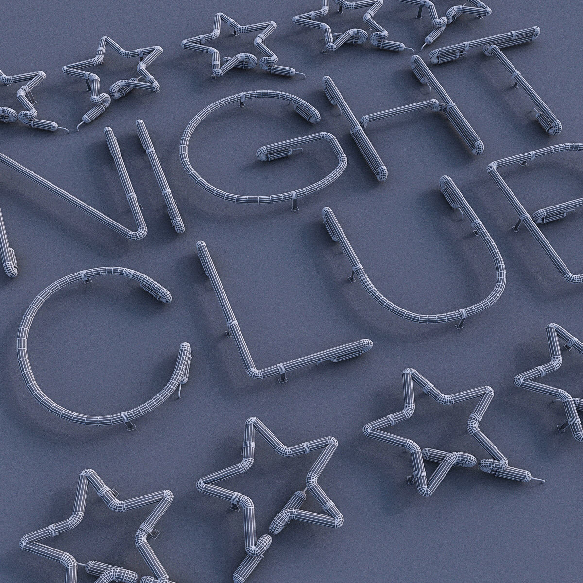 Night Club Neon Sign Low-poly 3D model_4